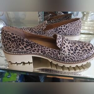 Dolce Vita Animal Print Loafers with Chunky Beige Soles